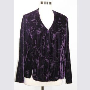 Coldwater Creek Embroidered Velveteen Top